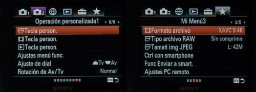 Nuevos menus SONY A7R3 Personalizado