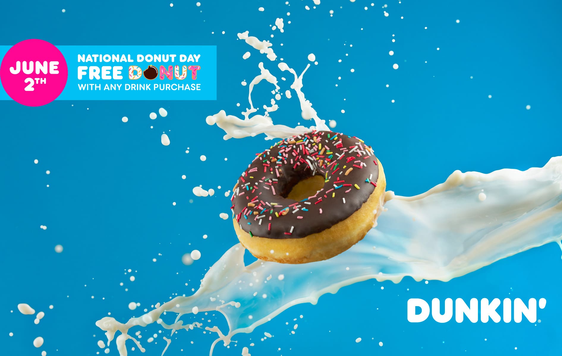 DONUTS SPLASH June 2th National Donut Day 2023, Free Donut